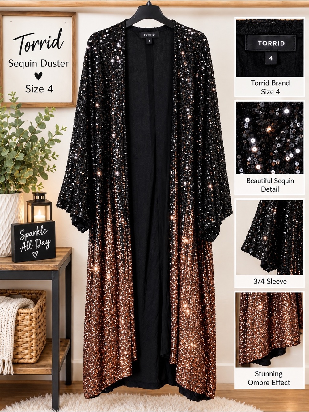 Torrid Size 4 Sequin Duster